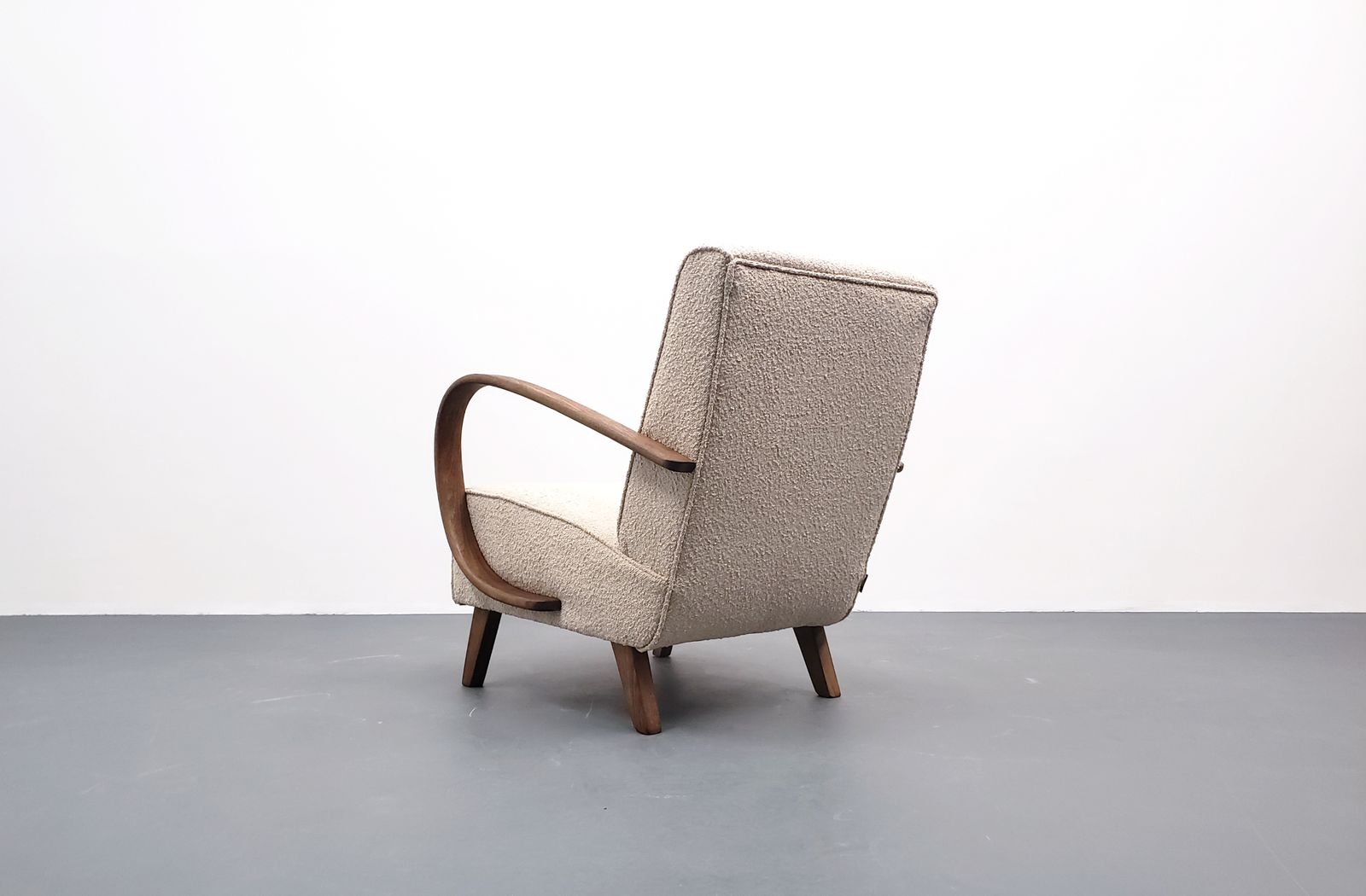 photo buy 1930 Jindrich Halabala Bentwood Armchair In Beige Boucle