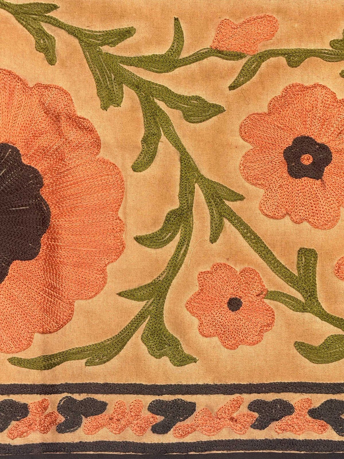 Vintage Suzani Embroidery Wall Hanging: Muted Floral Silk Textile Art Bedding Throw. photo buy