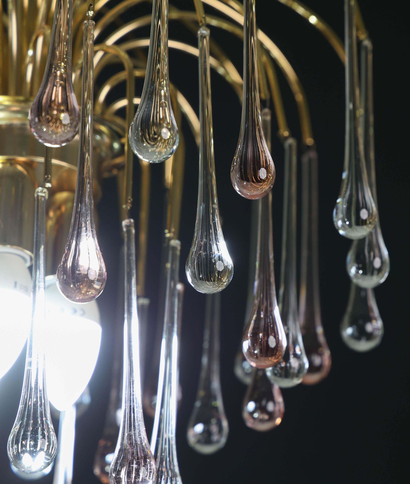 photo buy Lady Grace, Chandelier With Pink And Transparent Pendants, Murano Glass, 1980