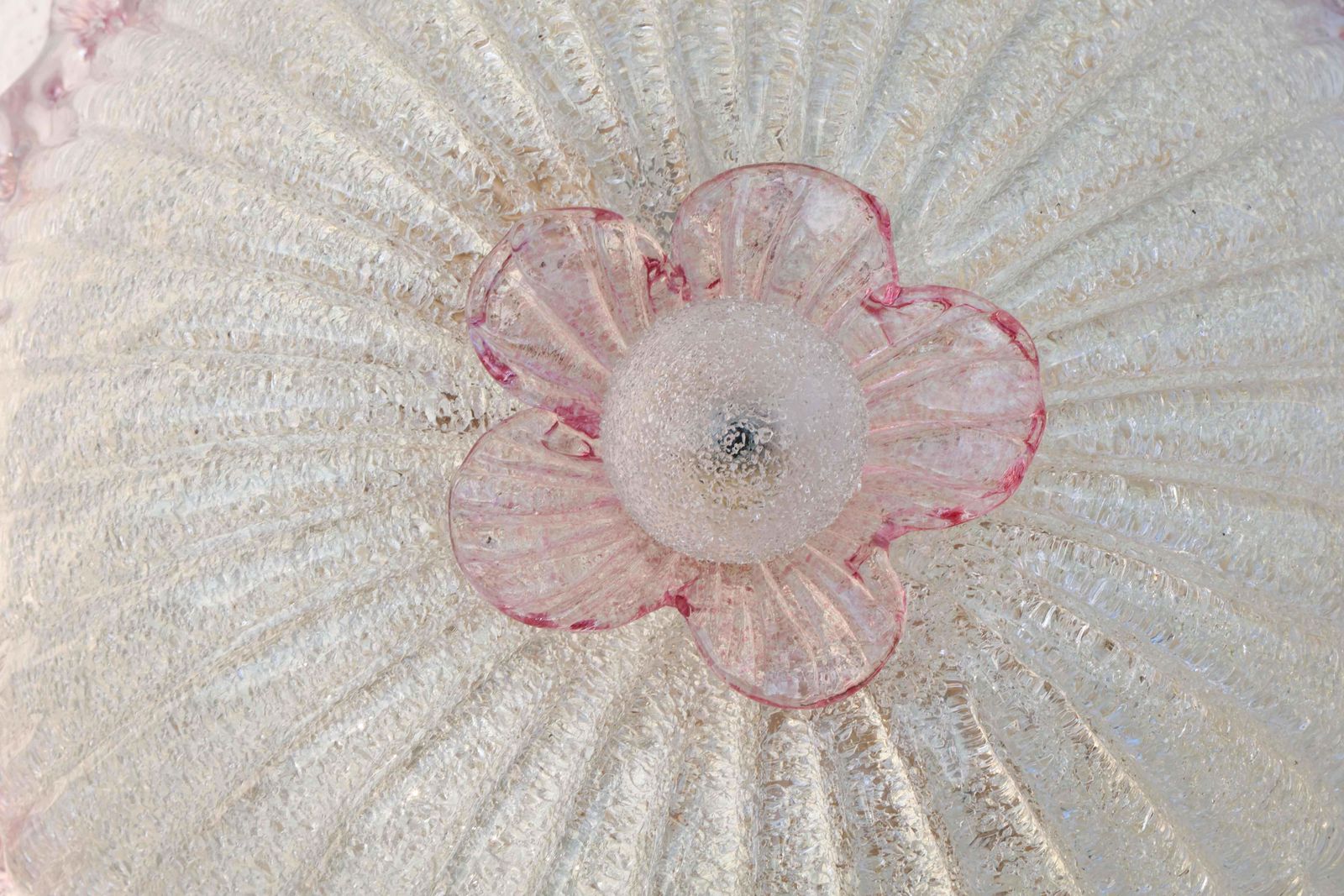 Elegant Italian Pink And Murano Glass Ceiling Flower photo buy