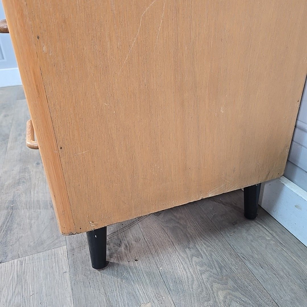 photo for sale Vintage Chest Of Drawers Tallboy Mid Century Modern Oak Commode Retro Mcm