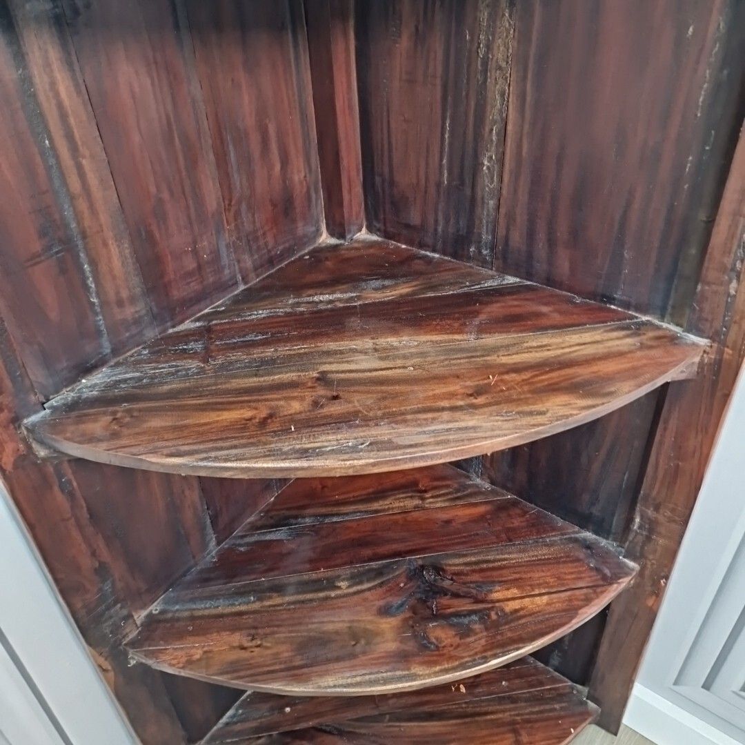 Retro Corner Shelving Unit Vintage Indian Hardwood Solid Wooden Shelf / Shelves photo buy