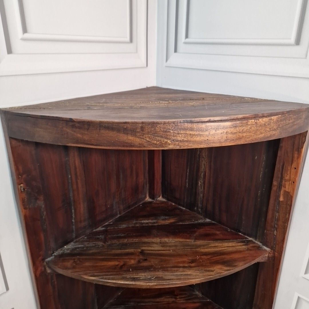 Retro Corner Shelving Unit Vintage Indian Hardwood Solid Wooden Shelf / Shelves photo vintage