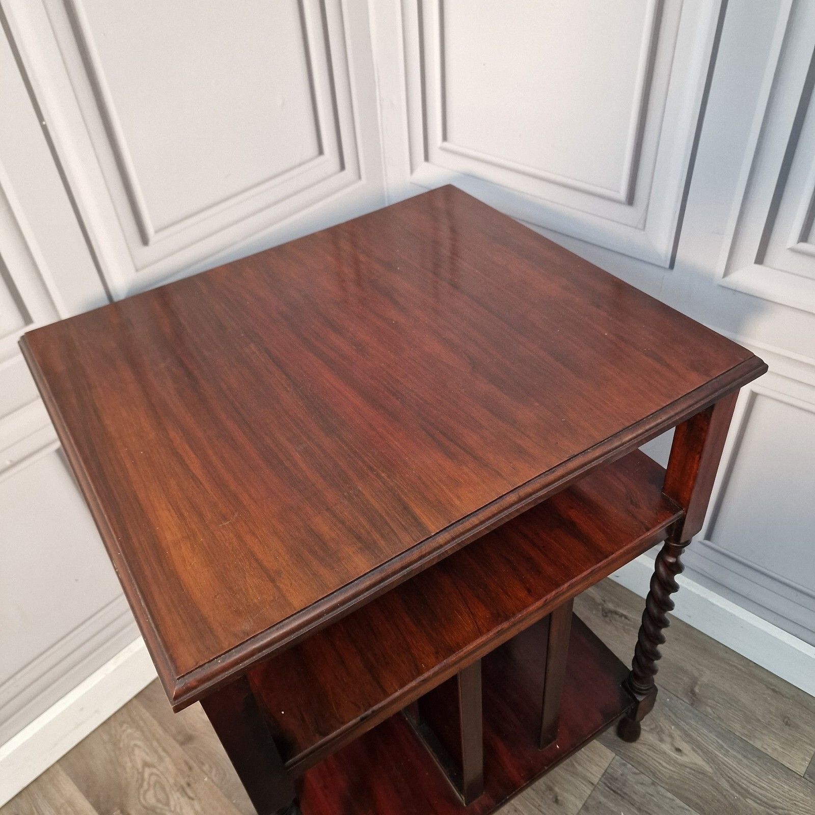 photo for sale Antique Wooden Edwardian Barley Twist Hall Canterbury Bookcase Table Occasional