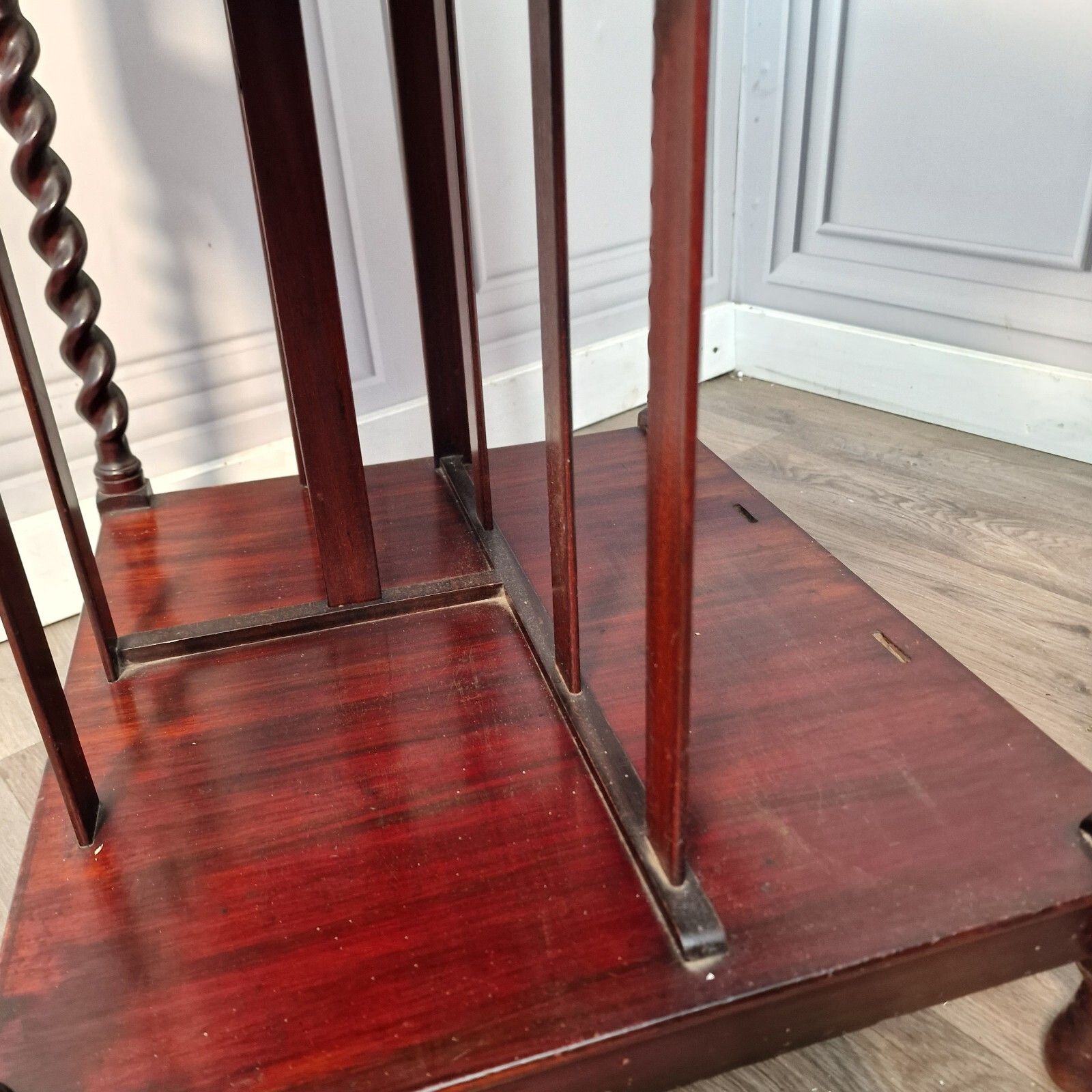 photo buy Antique Wooden Edwardian Barley Twist Hall Canterbury Bookcase Table Occasional