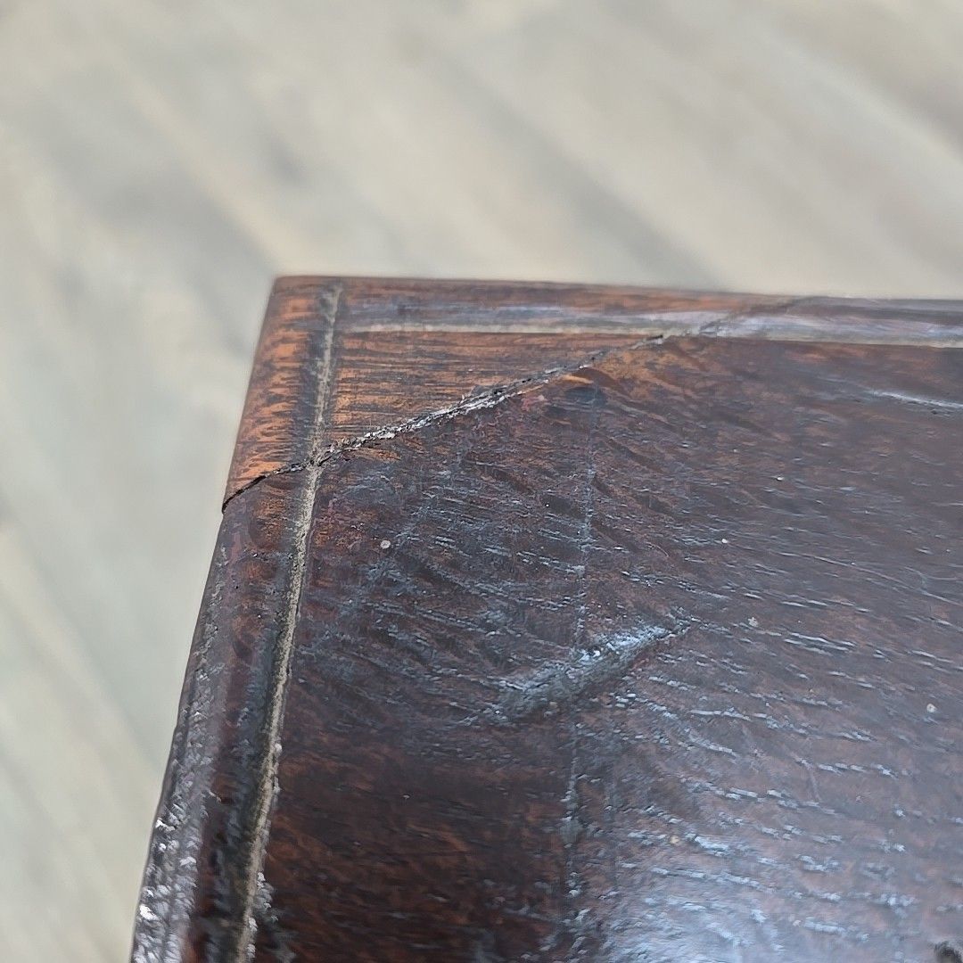 Home Decor Antique Oak Chest Bible Deed Box 17th Century Floral Carved Coffer Trunk Wood photo