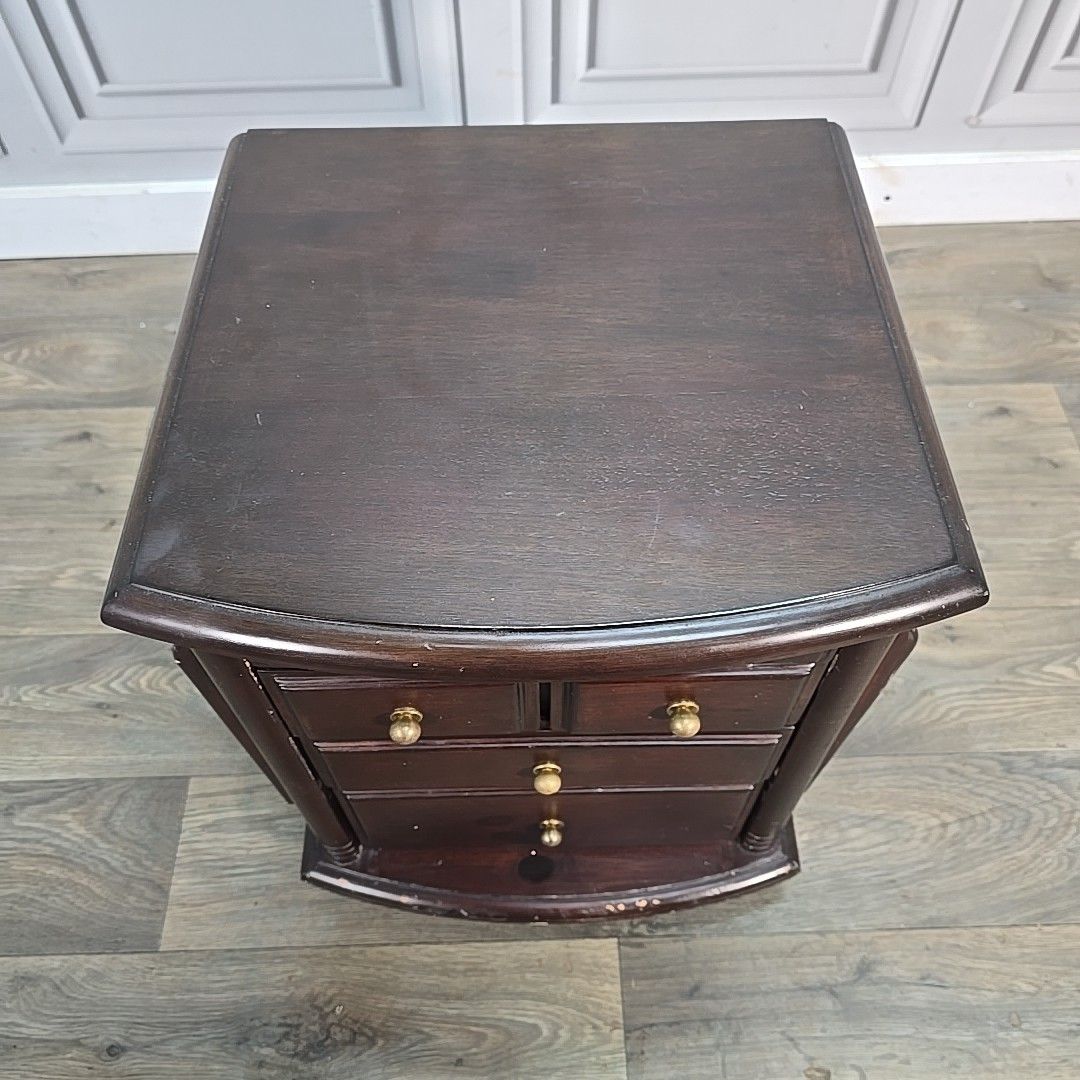 Antique Style Companion Table Magazine Rack Side Cabinet Drawers Mahogany photo 60.0