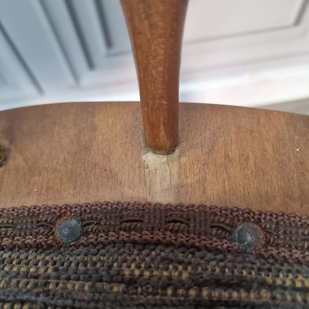 Vintage Farmhouse Dining Chairs Pair Of  2 Upholstered Pub Seats Solid Wood photo vinterior