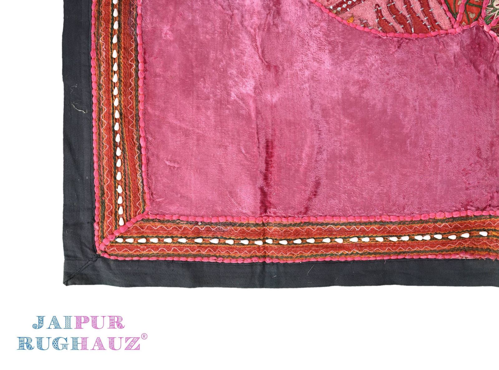 Vintage Indian Elephant Tapestry: Hand Embroidered Floral Wall Hanging. photo for sale