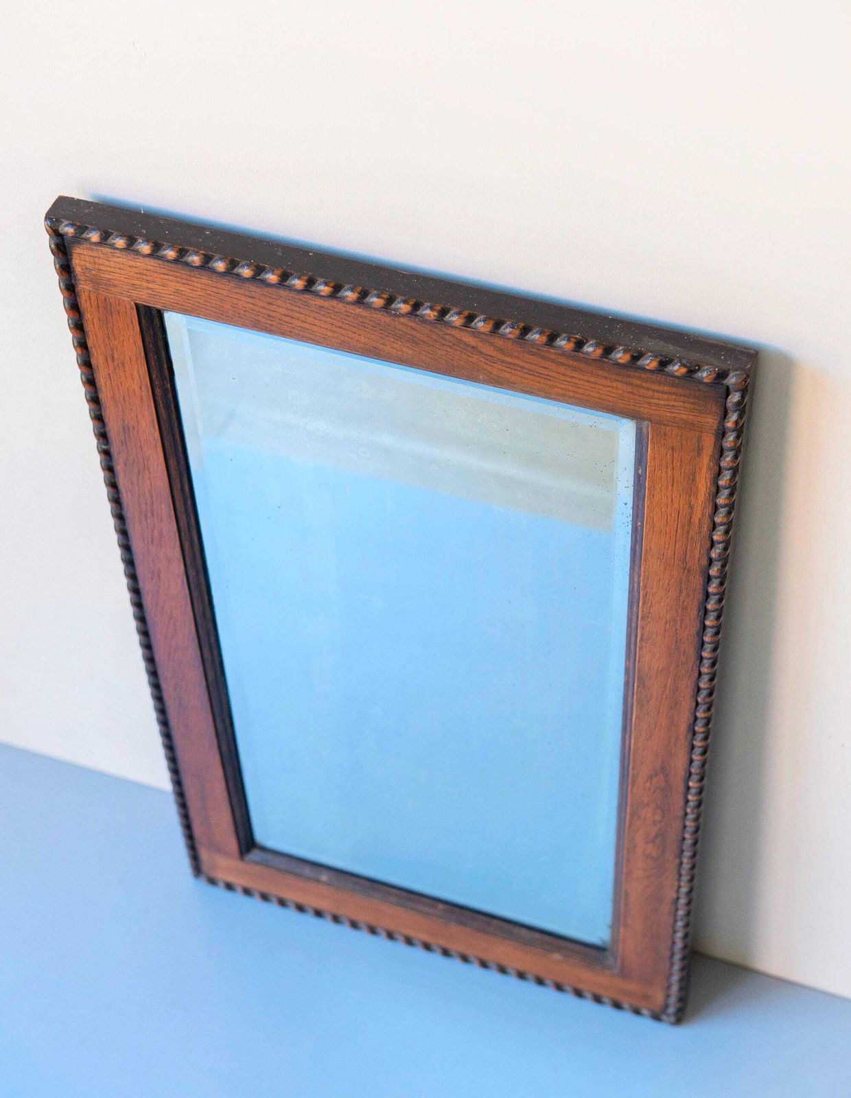 Victoriaanse Eiken Wandspiegel – Antiek Barley Twist Lijst Met Geslepen Glas, Begin 20e Eeuw photo 324.0