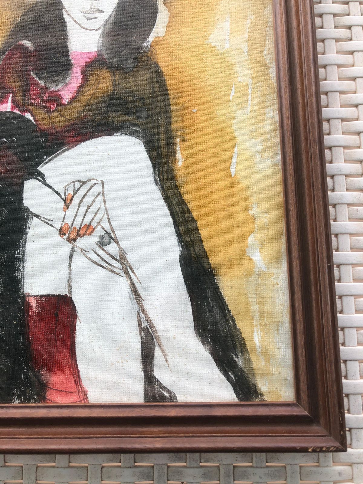 Jordi Curos Woman Posing, Mixed Media Painting Fauvist 1979 photo 350.0