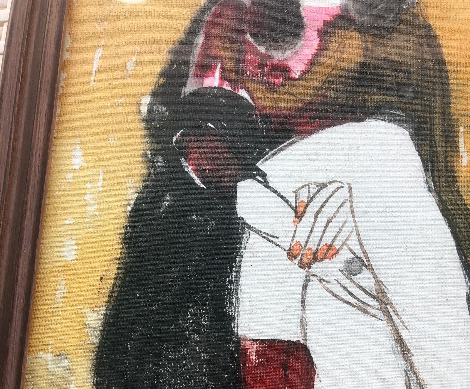 Jordi Curos Woman Posing, Mixed Media Painting Fauvist 1979 photo vinterior