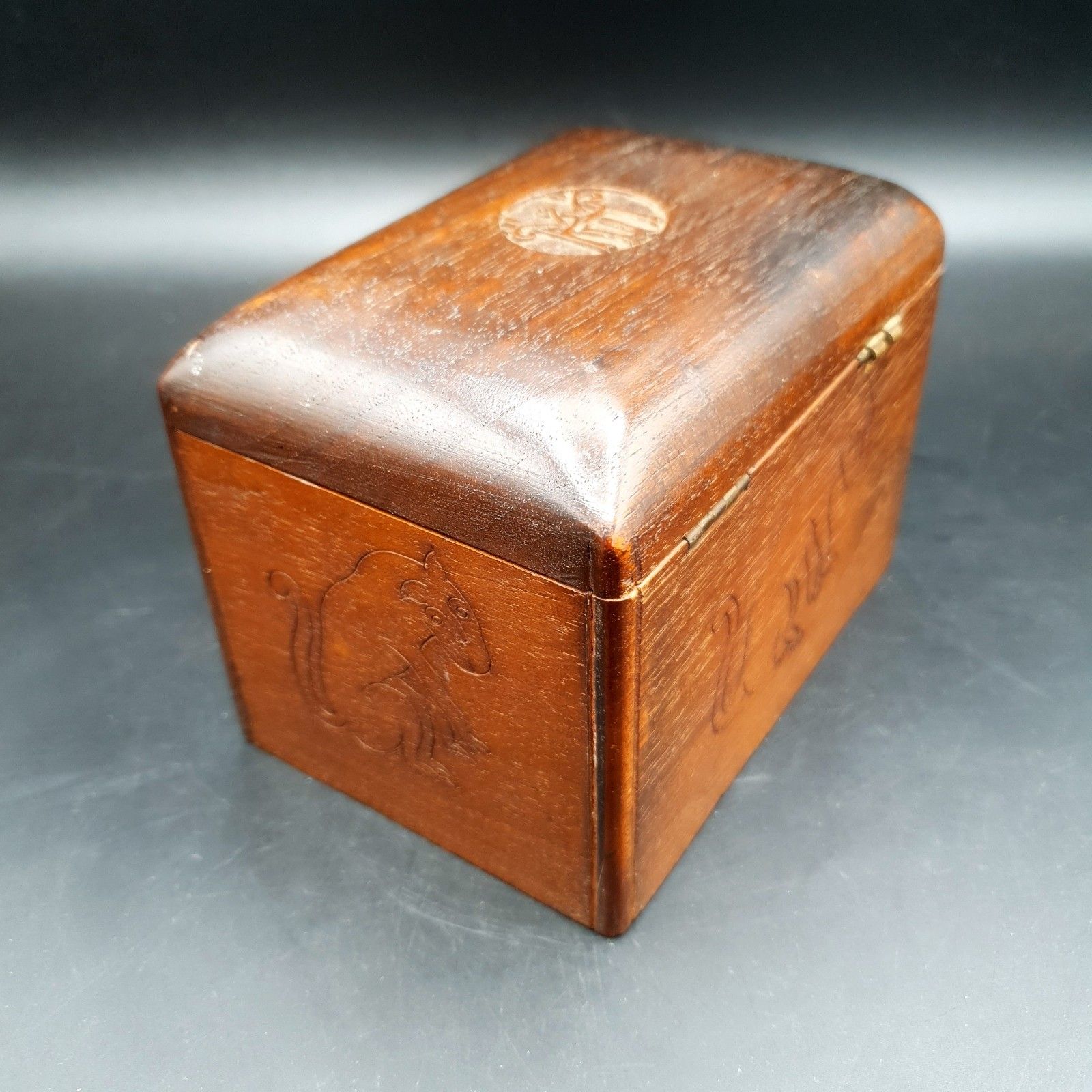 Antique Apothecary Box Rising Tray Vial Holder Carved Monkey Wood Case photo buy
