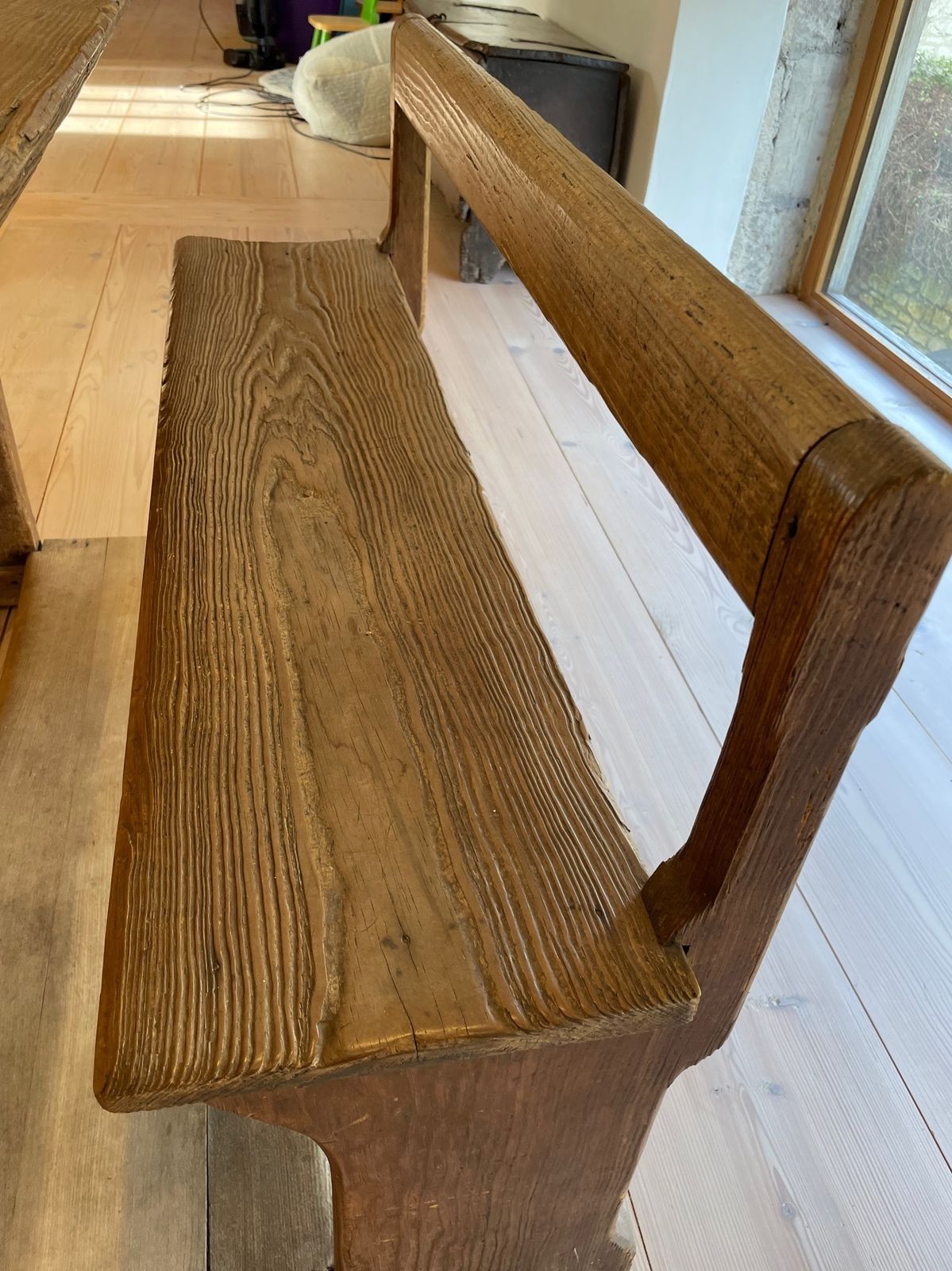 photo for sale Antique School Desk, French 19thc, Double With Seat, Beautiful Patina