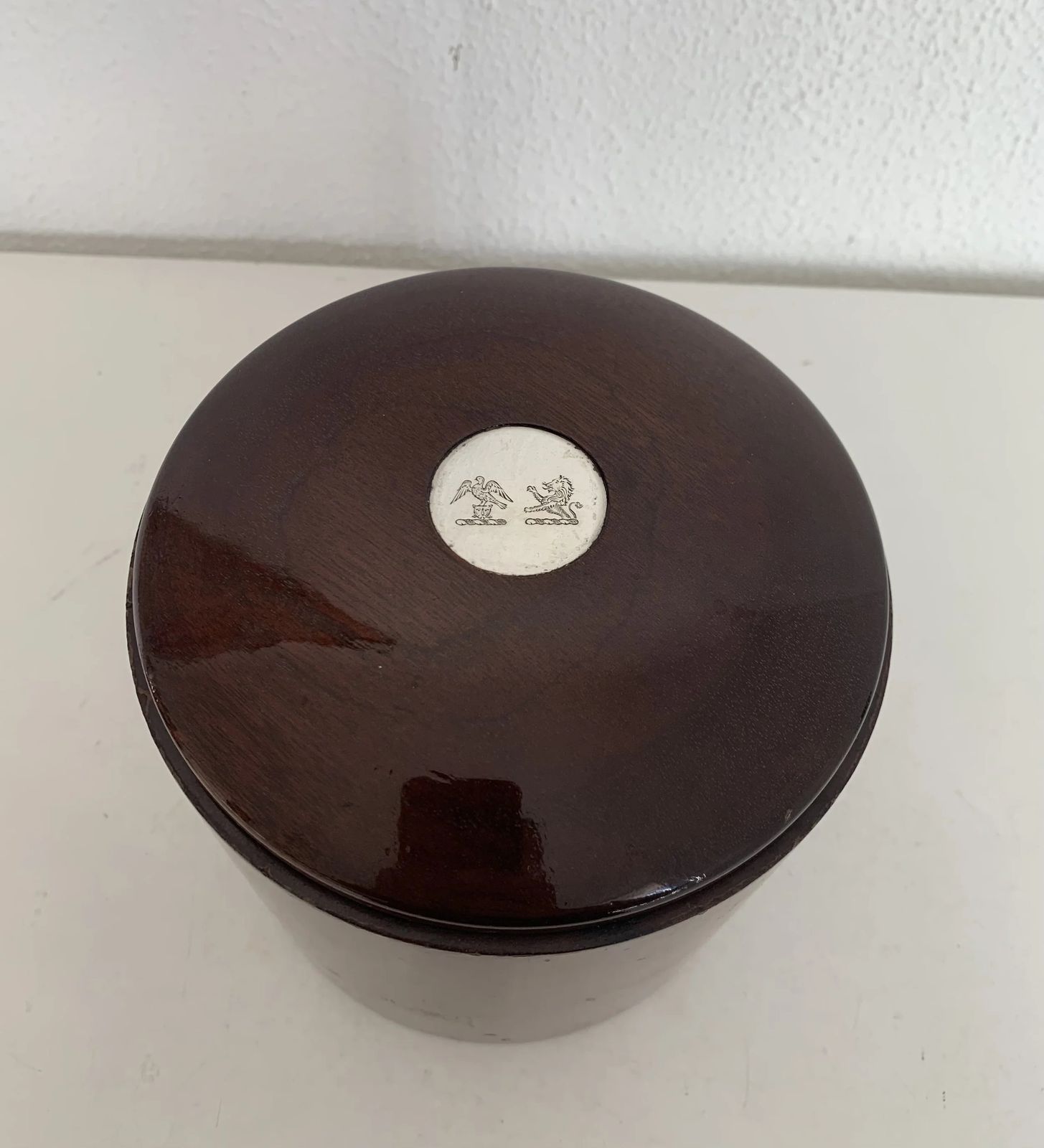 Vintage 1960s Tobacco Jar, Wooden Snuffbox With Stewart Pipe Emblem   15 X 14 Cm photo Home Decor