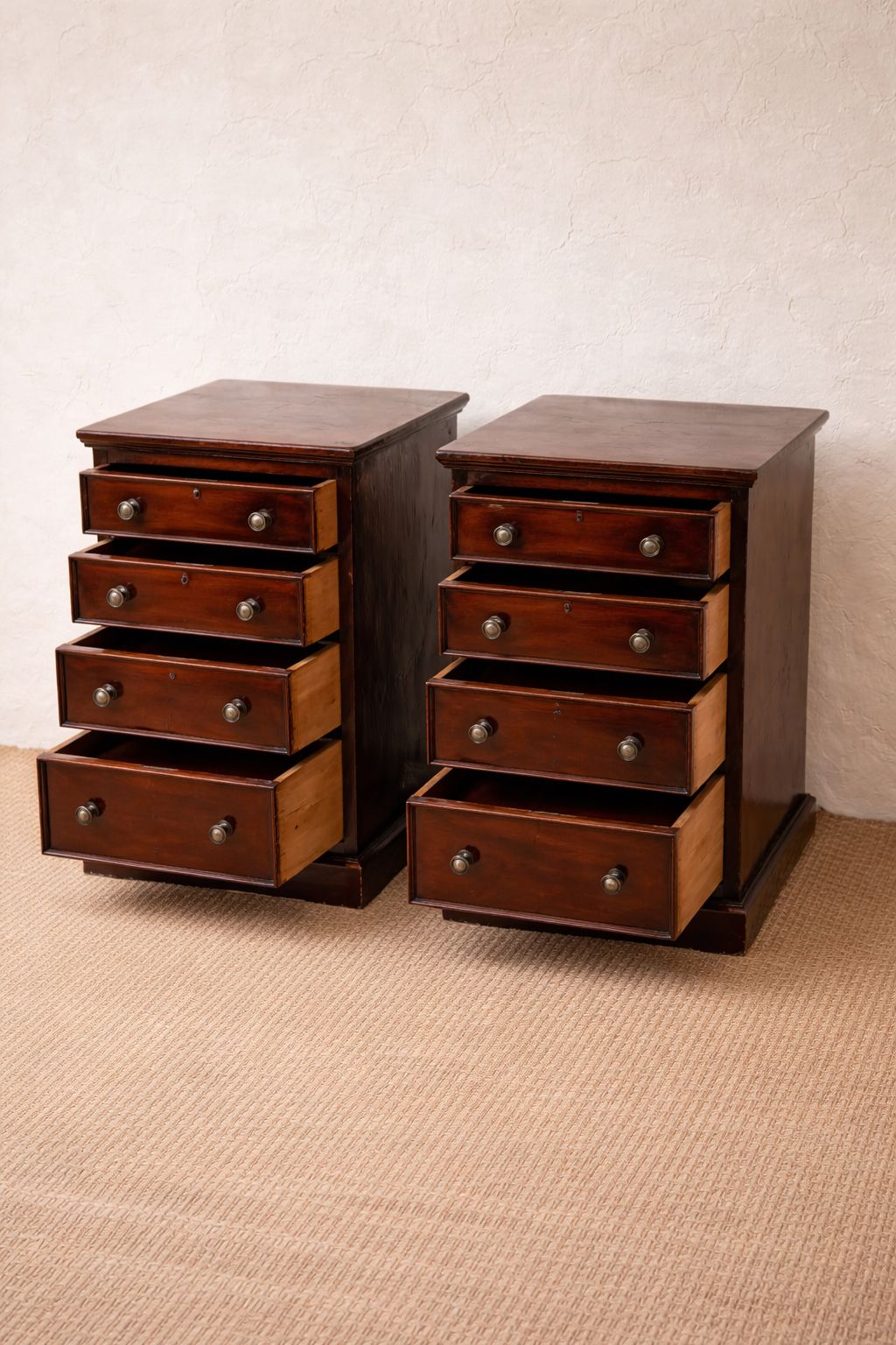 Pair Of Victorian Pine Pedestal Drawers (Ex Desk), C.1870 photo furniture