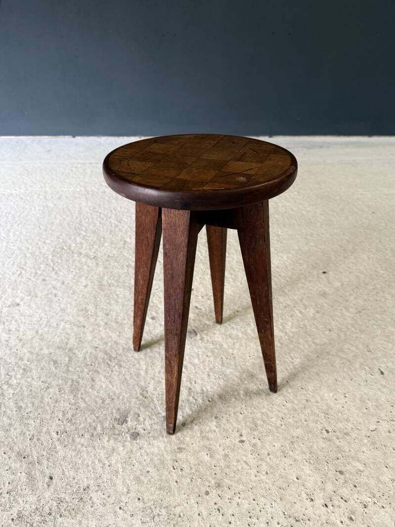 Reconstruction Design Marquetry Inlay Stool, France 1940's photo furniture