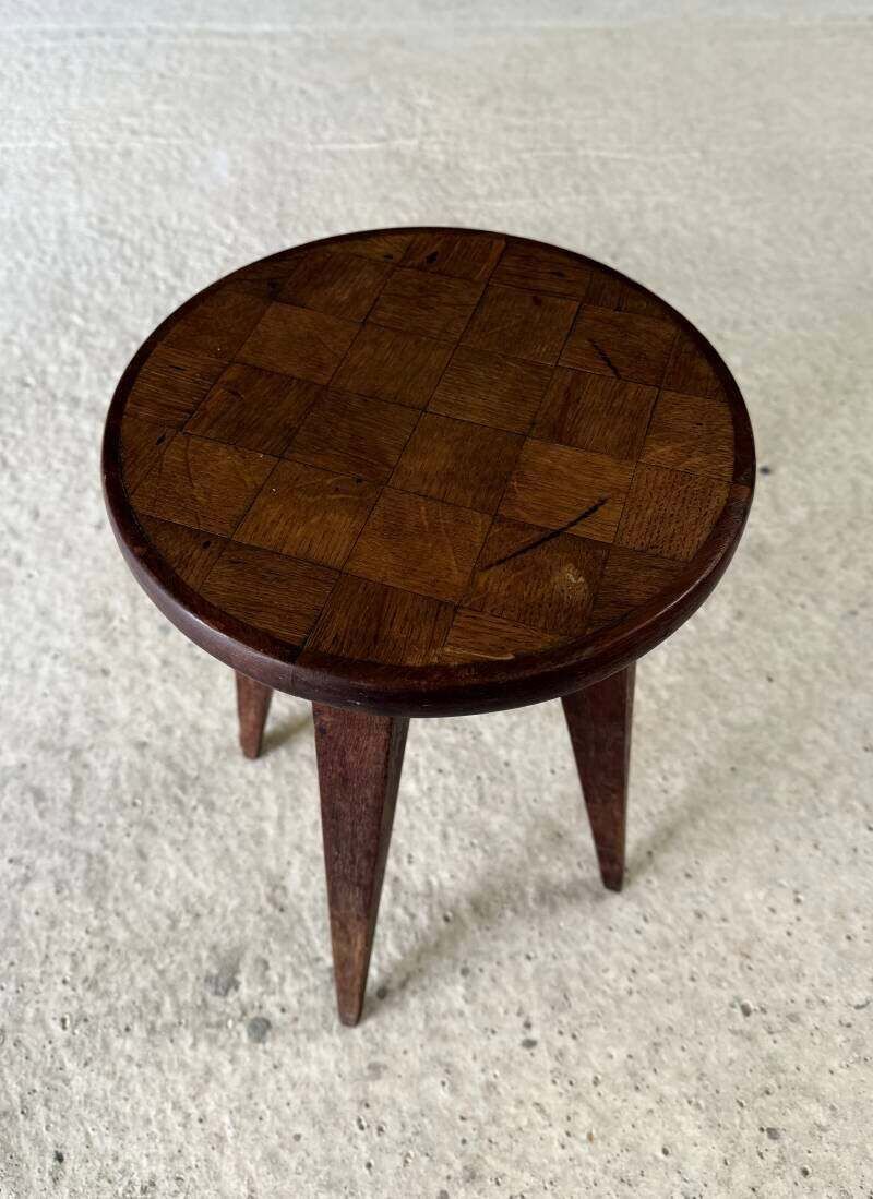 Reconstruction Design Marquetry Inlay Stool, France 1940's photo buy