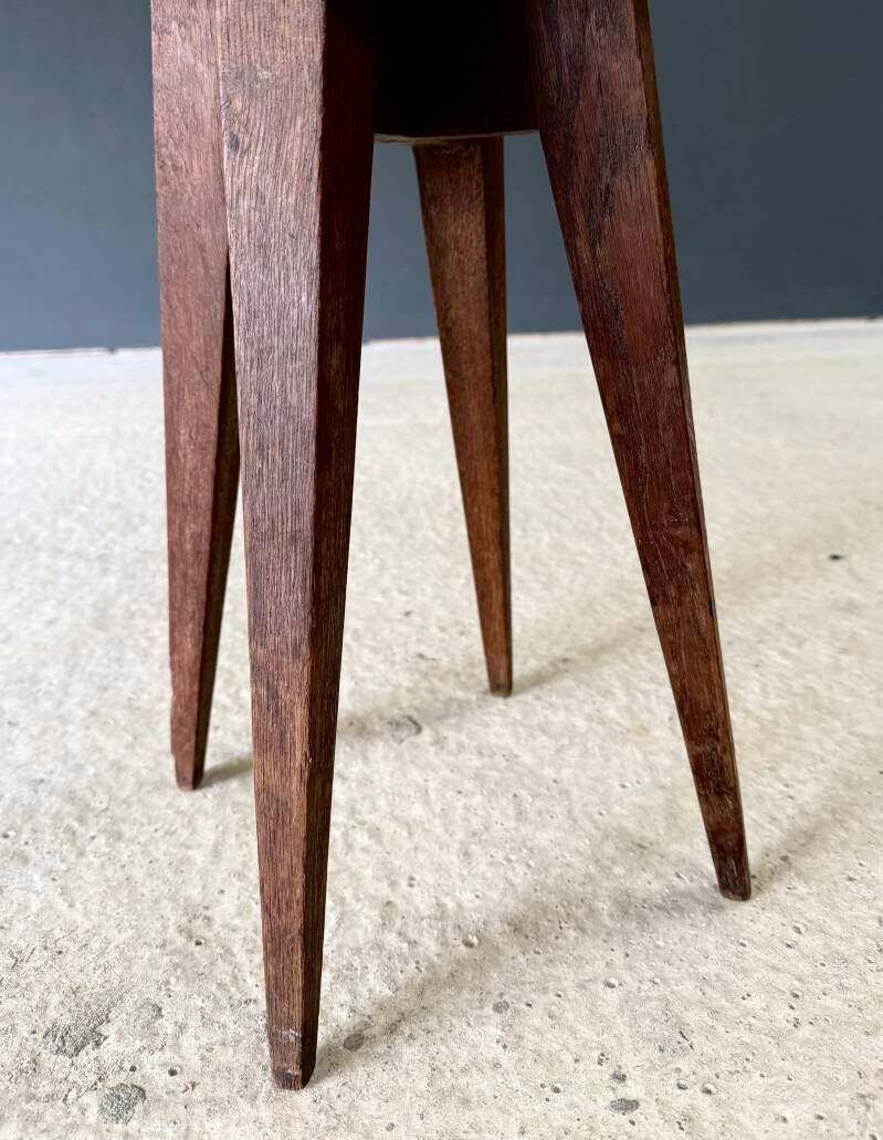 Reconstruction Design Marquetry Inlay Stool, France 1940's photo vintage