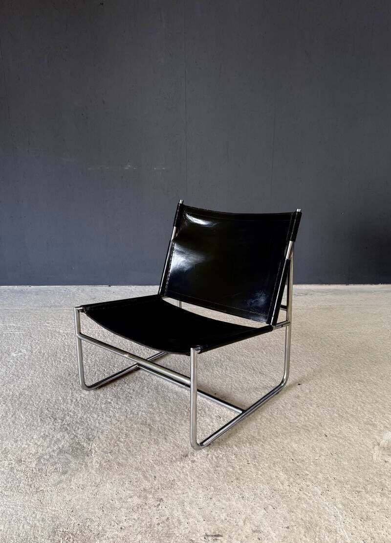 Mid Century Modern Minimalistische Design Leren Lounge Stoel, Frankrijk Jaren 1970 photo furniture