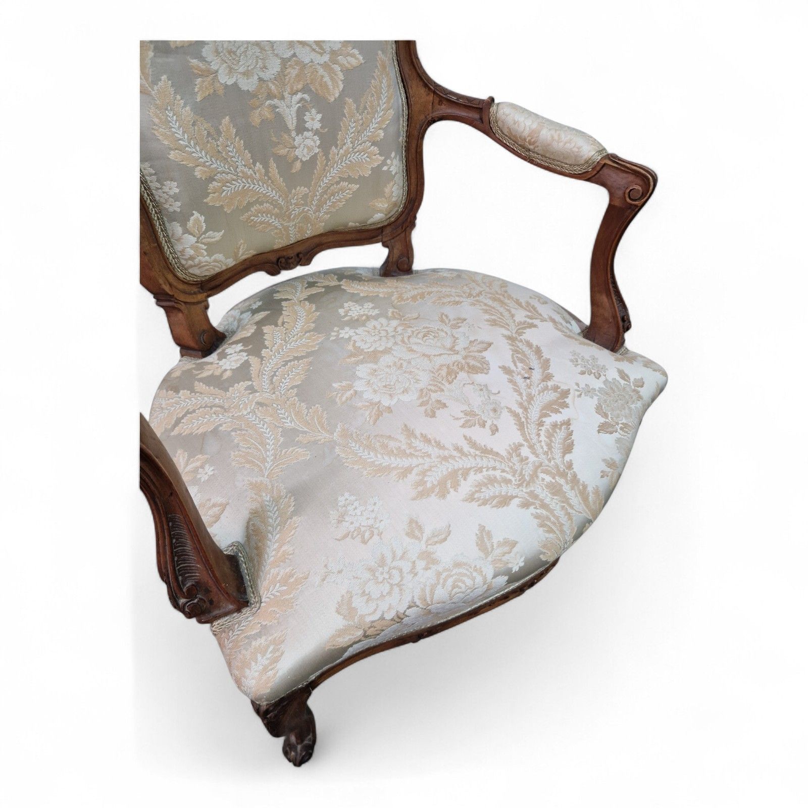 French Walnut Armchair Carved Occasional Chair Bedroom Parlour Seat 1 Of Pair photo for sale
