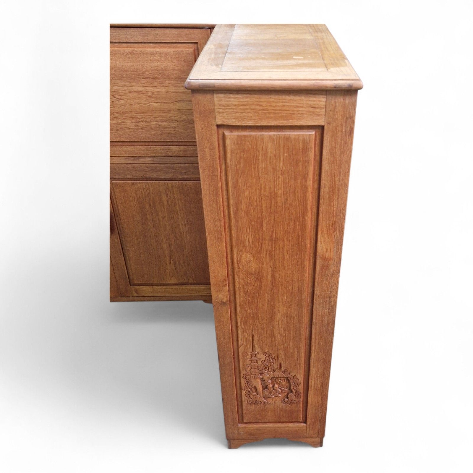 photo buy Vintage Oriental Bar Serving Cabinet Carved Wooden Cocktail Drinks Storage