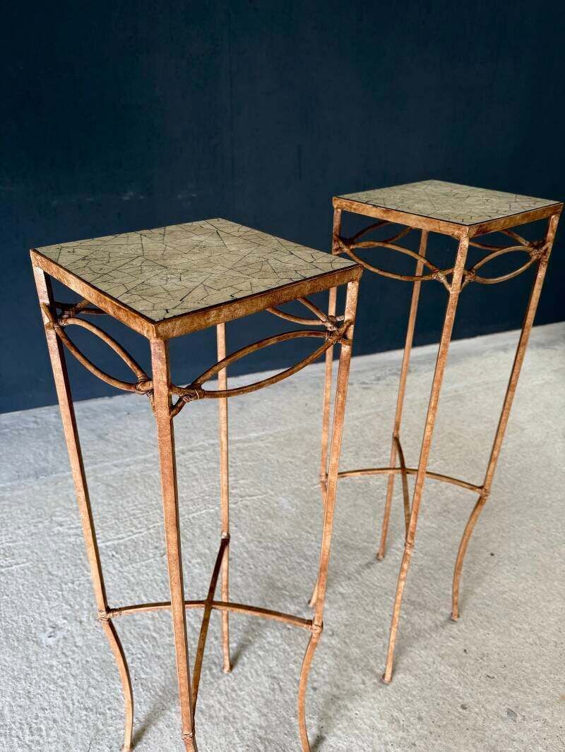 Furniture Handcrafted Design High Pedestal Table Set, 1990's France photo