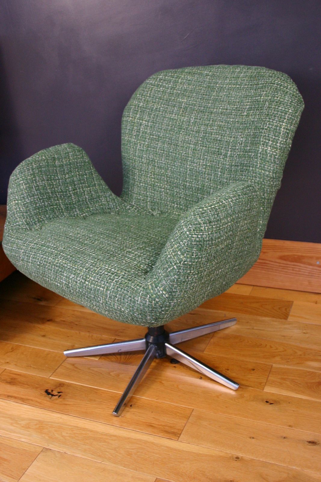 1970s Hungarian Mid Century Swivel Lounge Chair – Recently Reupholstered Sculptural Frame