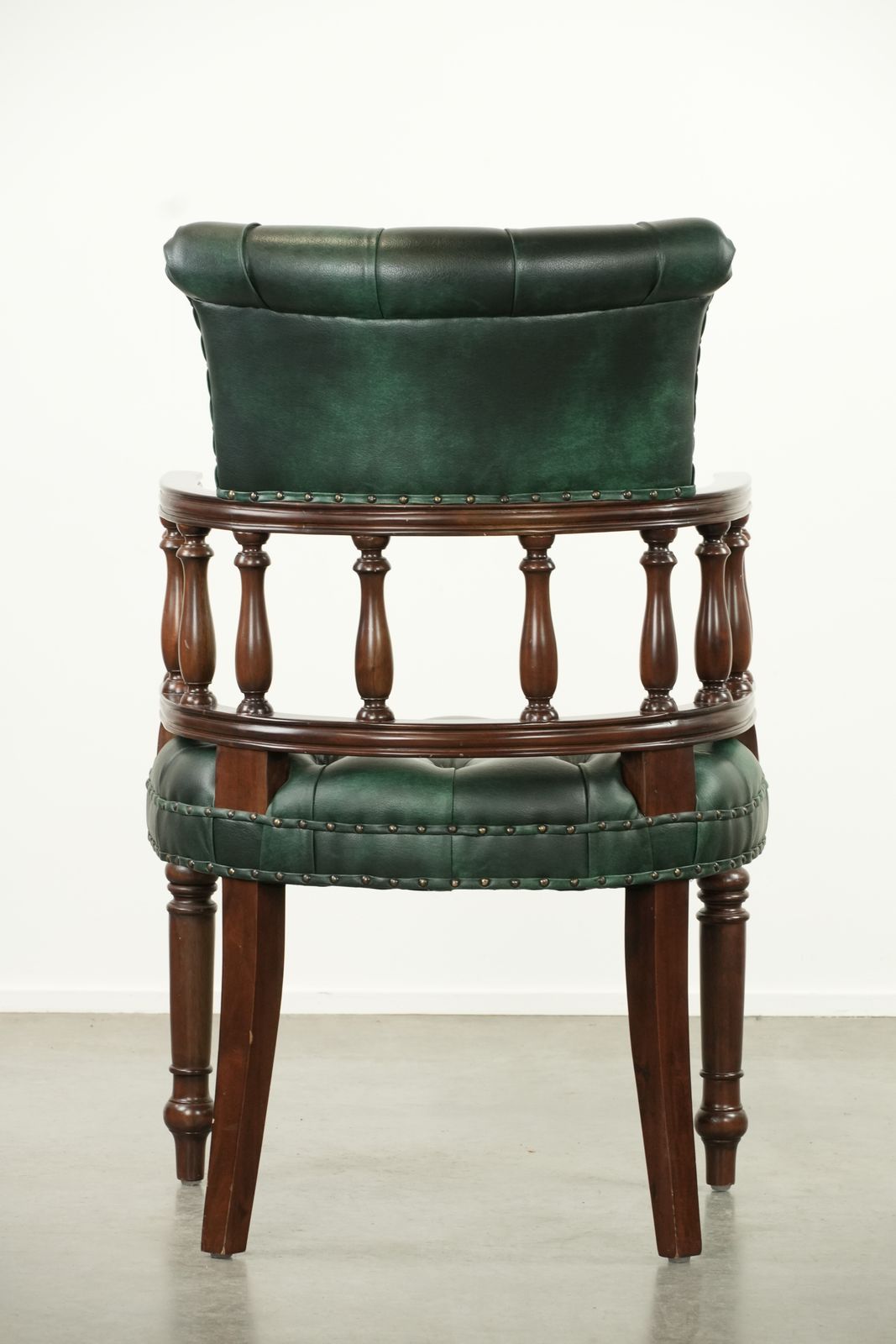 Green Flamed Cow Leather Chesterfield Office Chair/ Side Chair In English Style photo Furniture