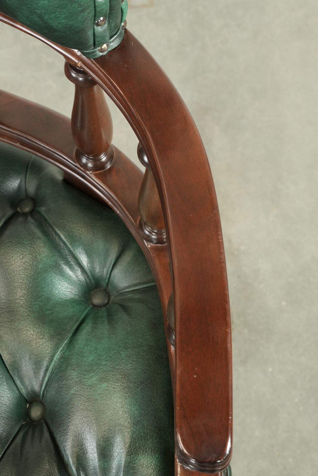 Green Flamed Cow Leather Chesterfield Office Chair/ Side Chair In English Style photo vintage