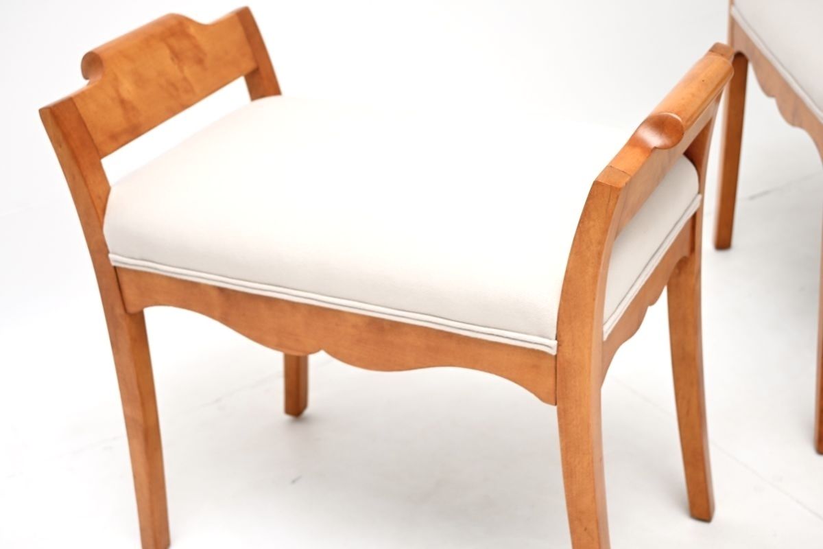 photo furniture Pair Of Antique Swedish Satin Birch Biedermeier Stools