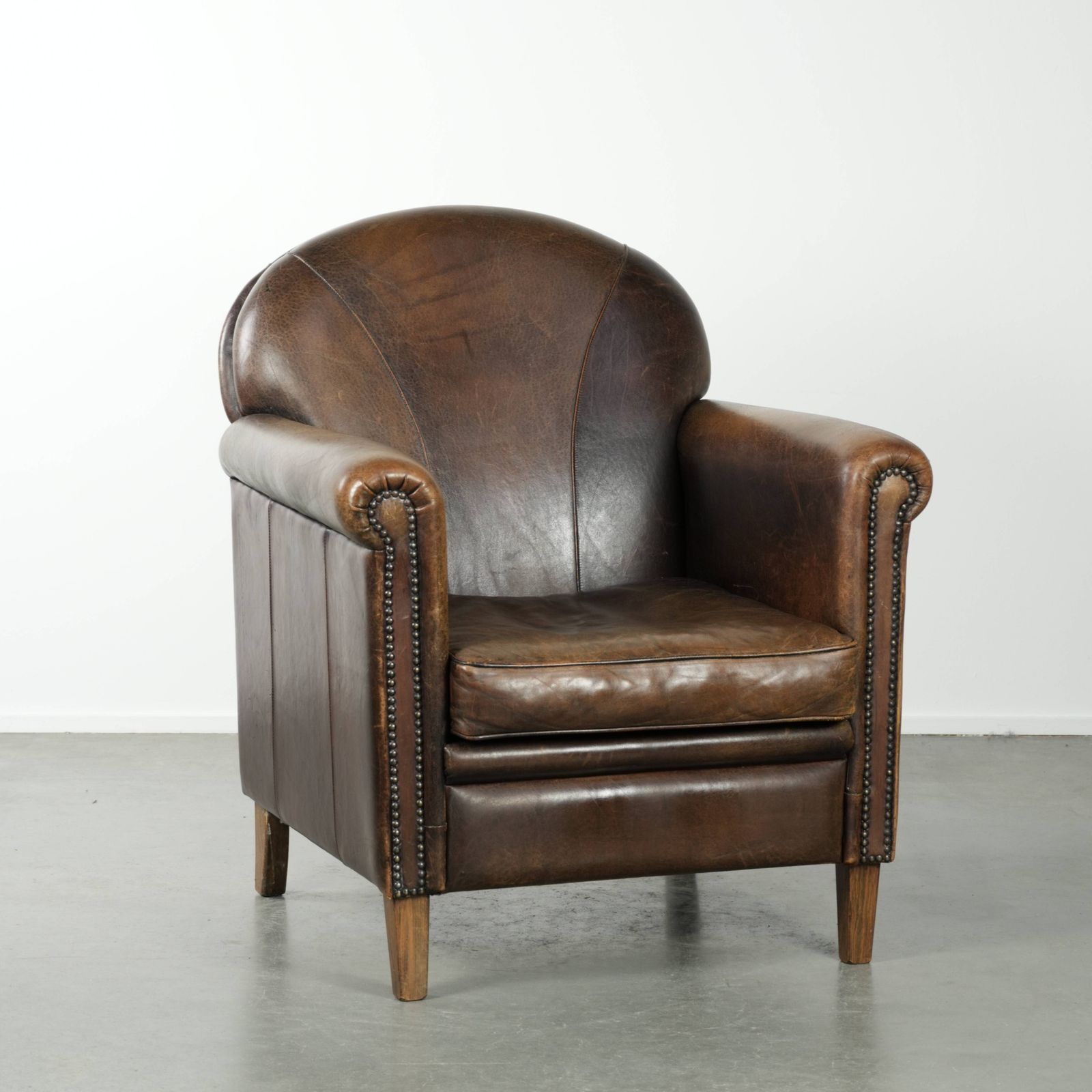 Timeless Armchair/Armchair Of Sheep Leather With Characterful Patina