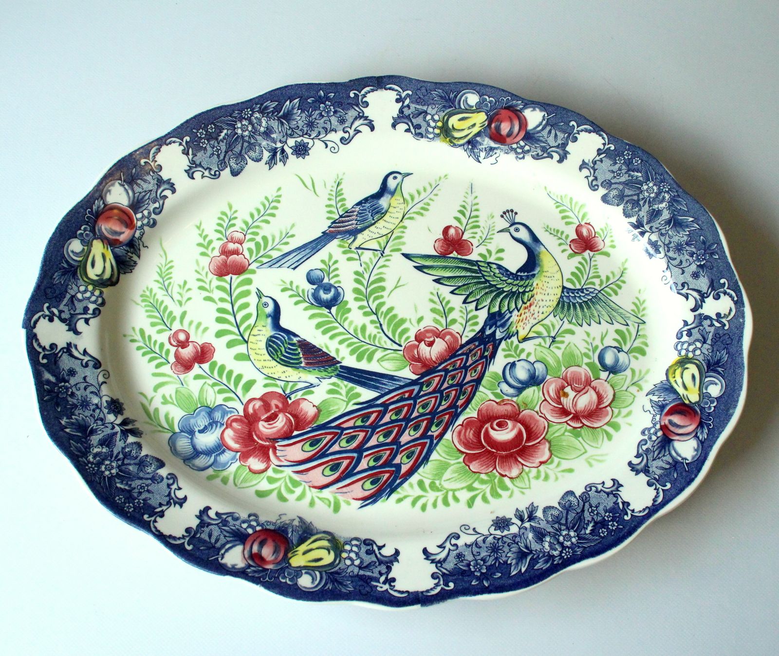 Xl Asian Porcelain Serving Platter   Made In Japan   Mz China   Vintage photo furniture