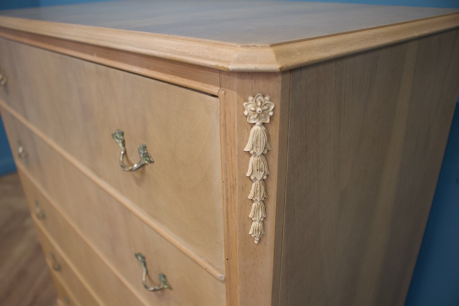 Vintage French Style Light Limed Chest Of Drawers, 1950s #1729 photo vinterior