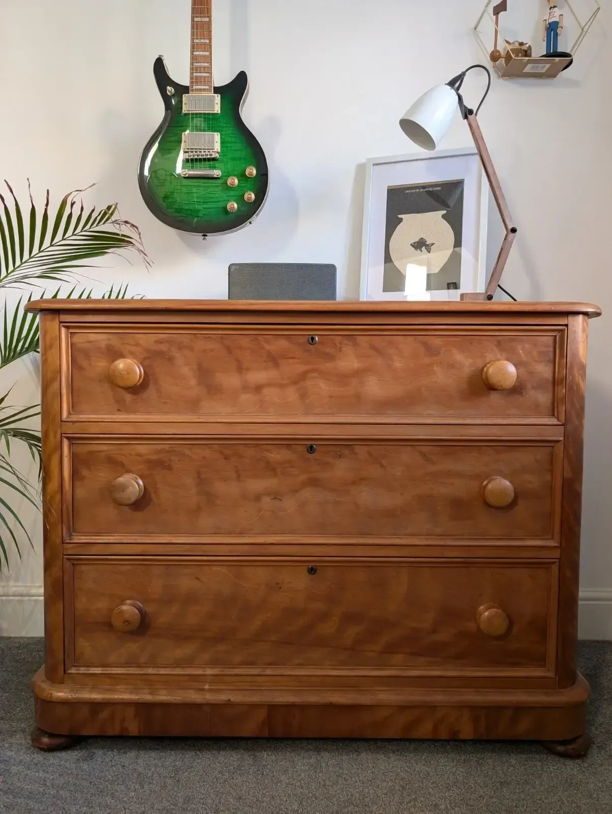 Victorian 19th Century Satin Birch Chest Of Drawers. photo for sale