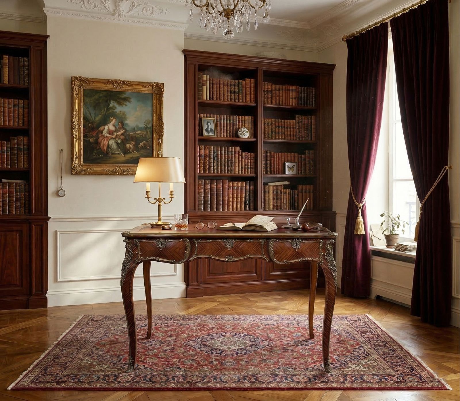 Louis XV Style Kingwood & Ormolu Bureau Plat By Simon Loscertales photo Furniture
