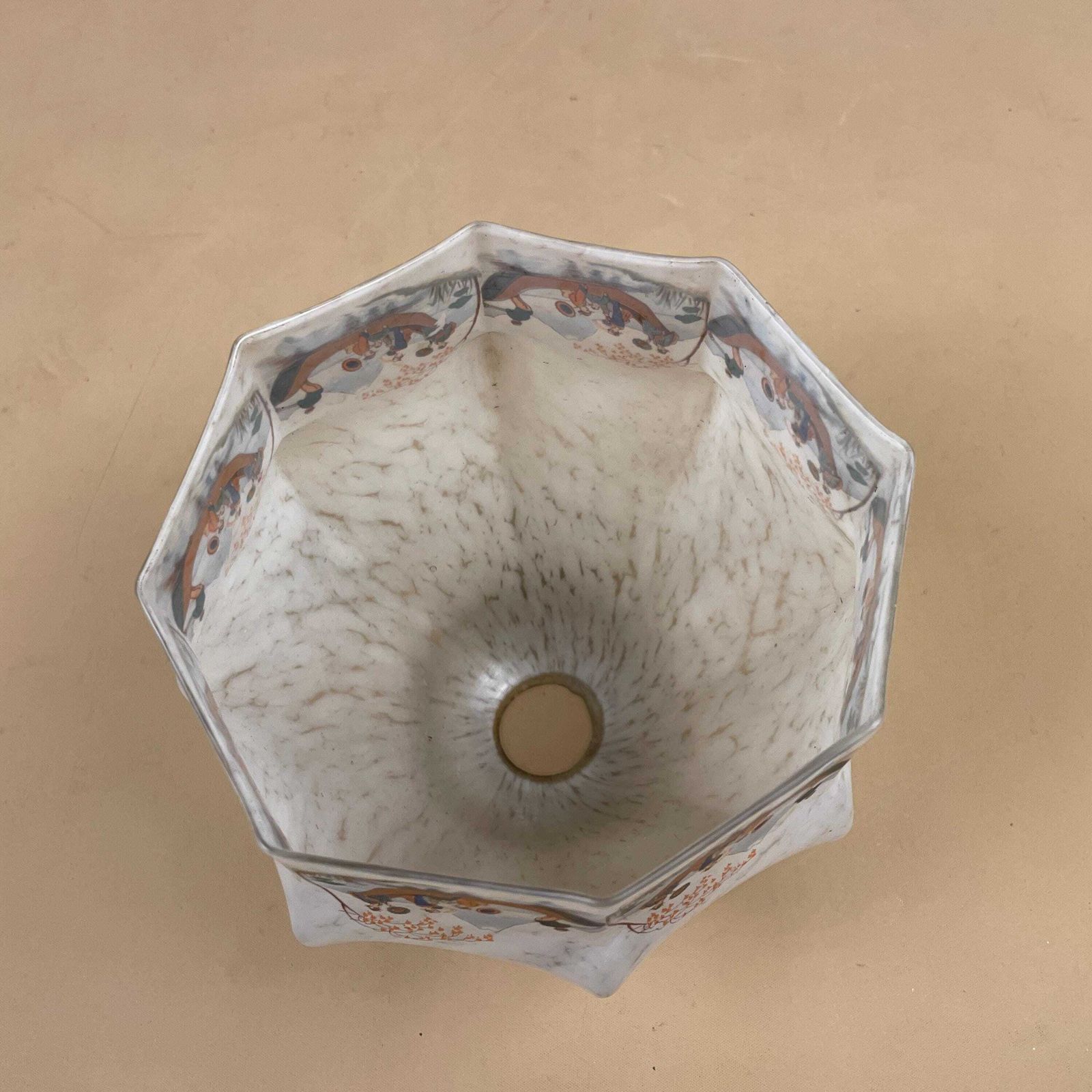 photo furniture Oriental Japanese Lampshade Glass Lamp Shade Light Bedside Table Figures Design Pattern White Marbled Antique Vintage Patterned