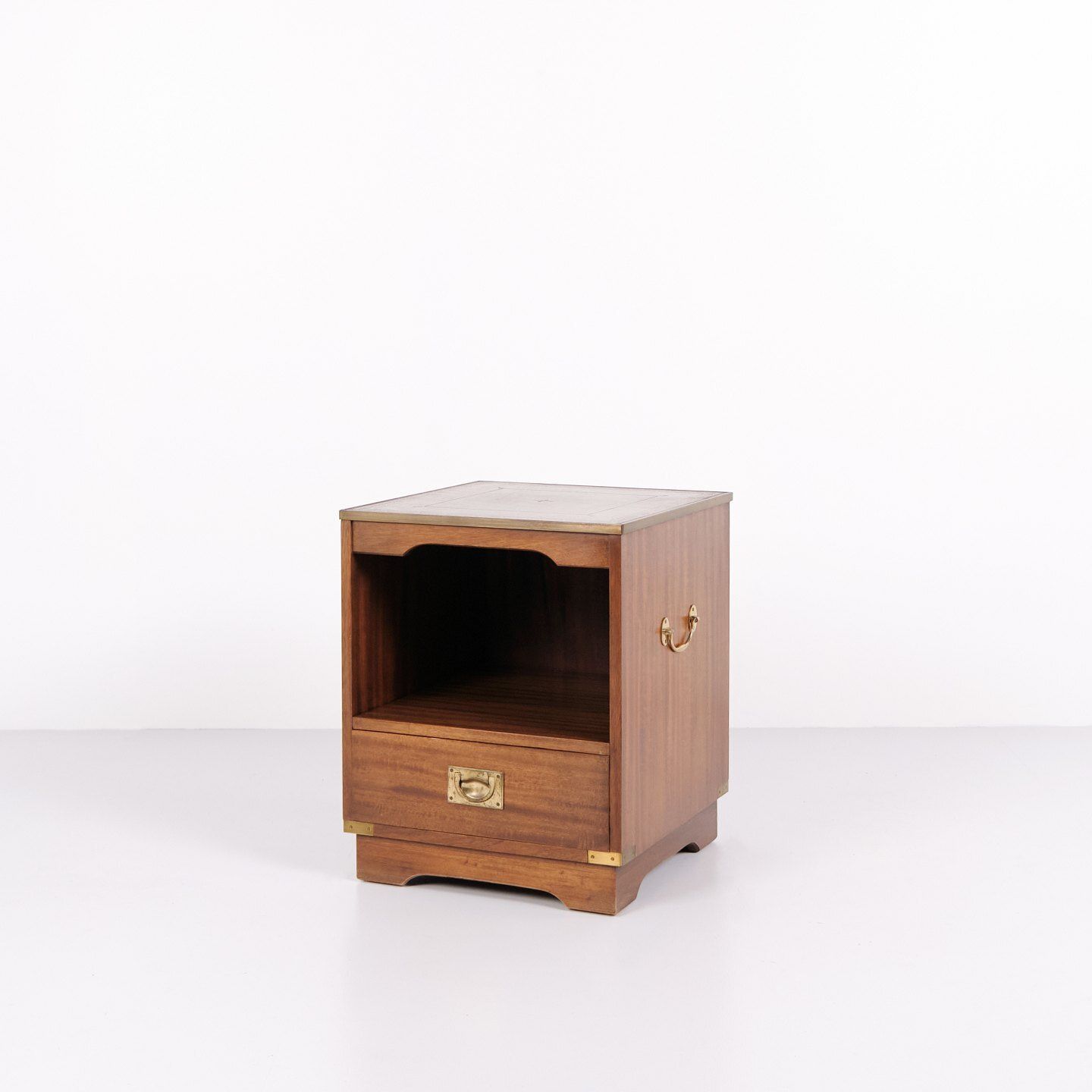 Bedside Tables In Mahogany With Leather Top By Bevan Funnell, Military Campaign, 1960s photo 795.0