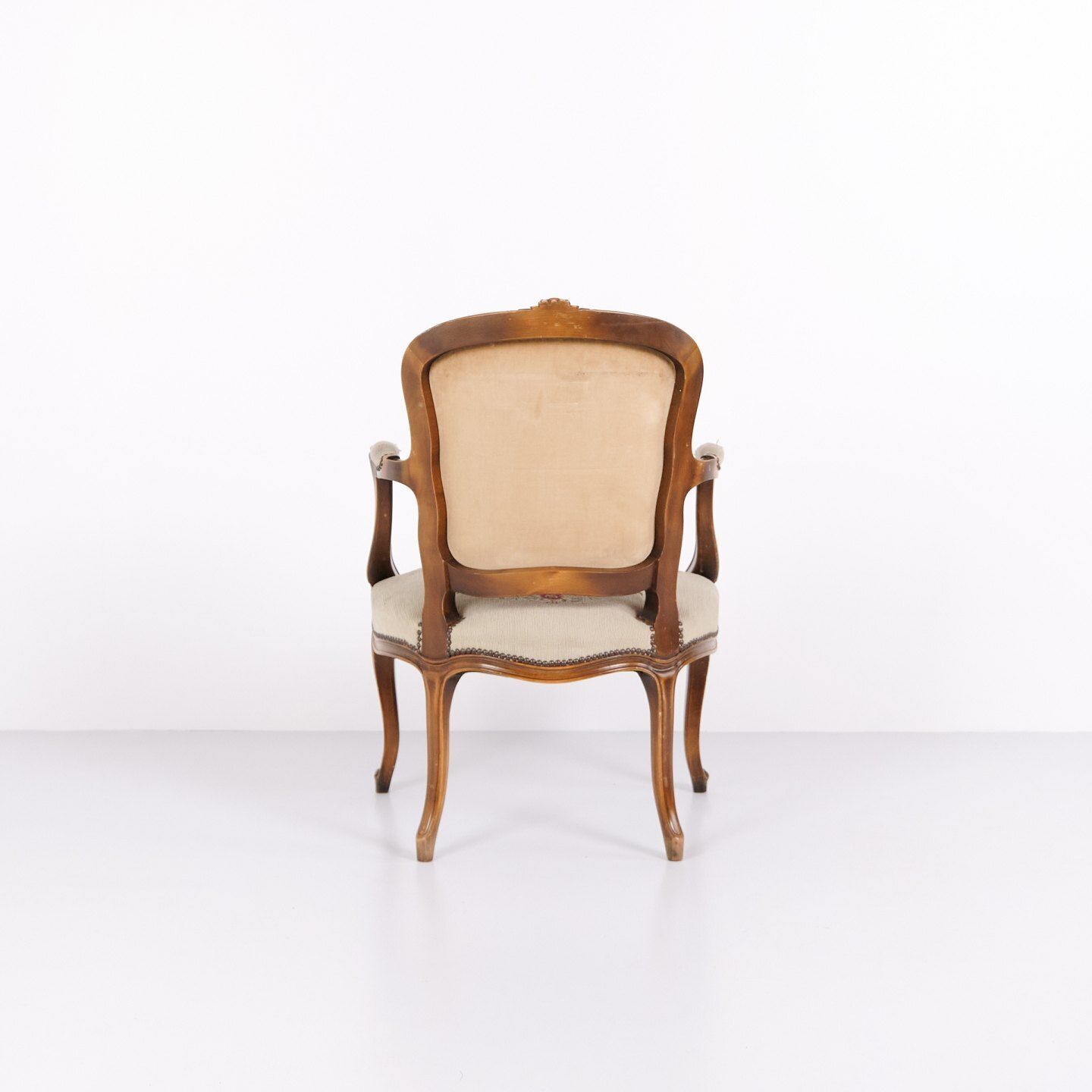 Neo Rococo Armchair With Curved Legs And Floral Fabric, 1930s photo for sale