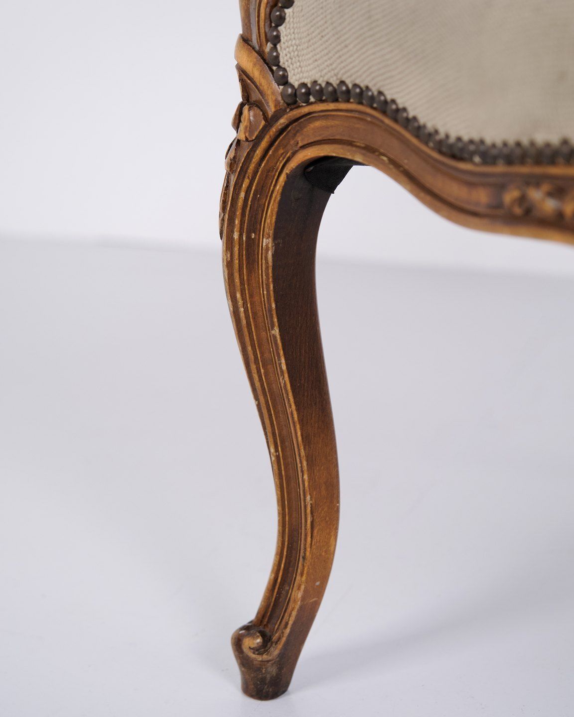 photo for sale Neo Rococo Armchair With Curved Legs And Floral Fabric, 1930s