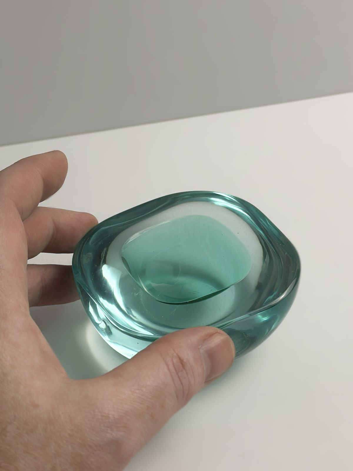 Murano Glass Geode Bowl By Archimede Seguso In Mint And Blue, Italy 1960s photo 290.0