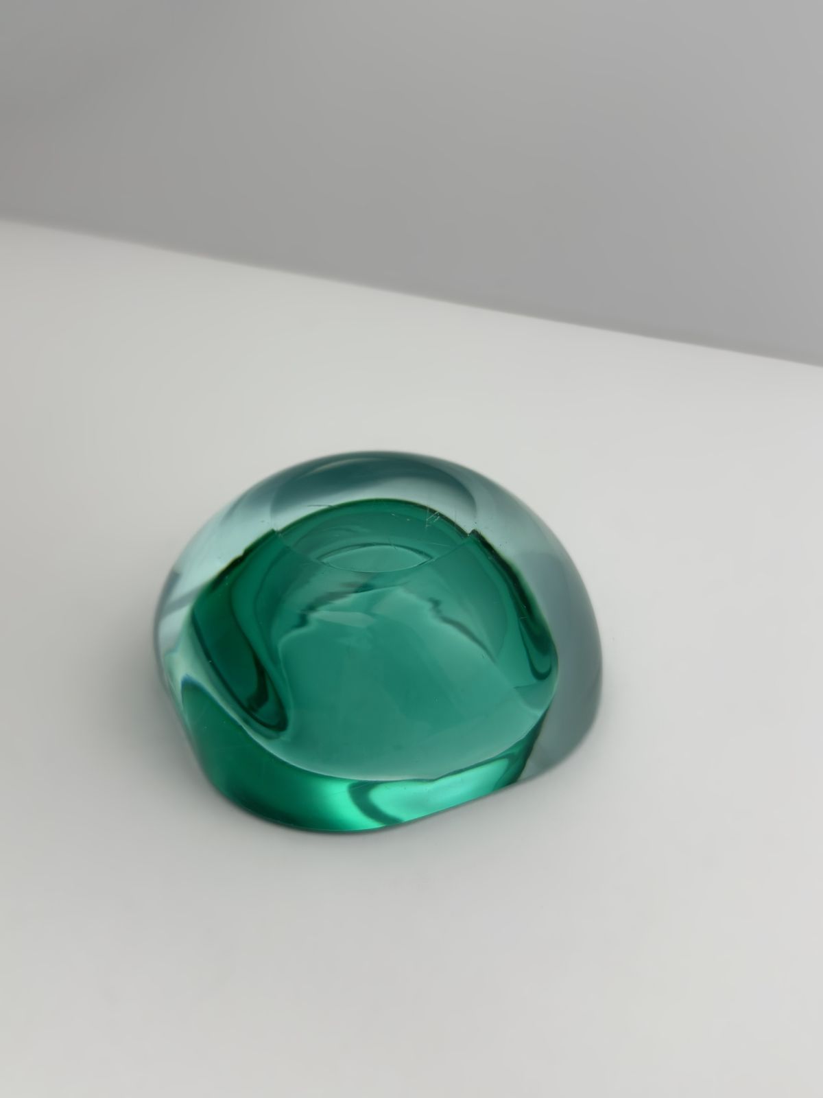 Murano Glass Geode Bowl By Archimede Seguso In Mint And Blue, Italy 1960s photo vintage