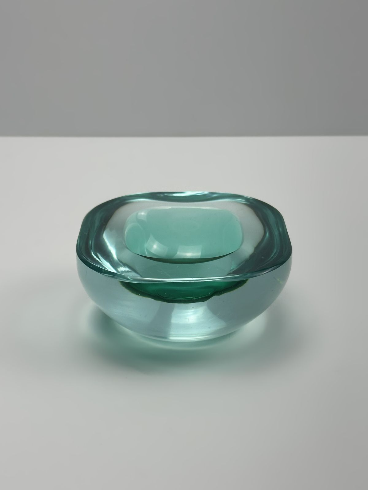 photo furniture Murano Glass Geode Bowl By Archimede Seguso In Mint And Blue, Italy 1960s