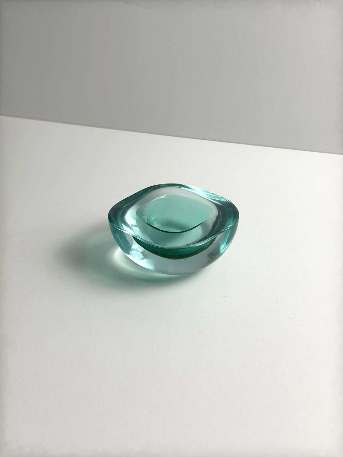 photo for sale Murano Glass Geode Bowl By Archimede Seguso In Mint And Blue, Italy 1960s