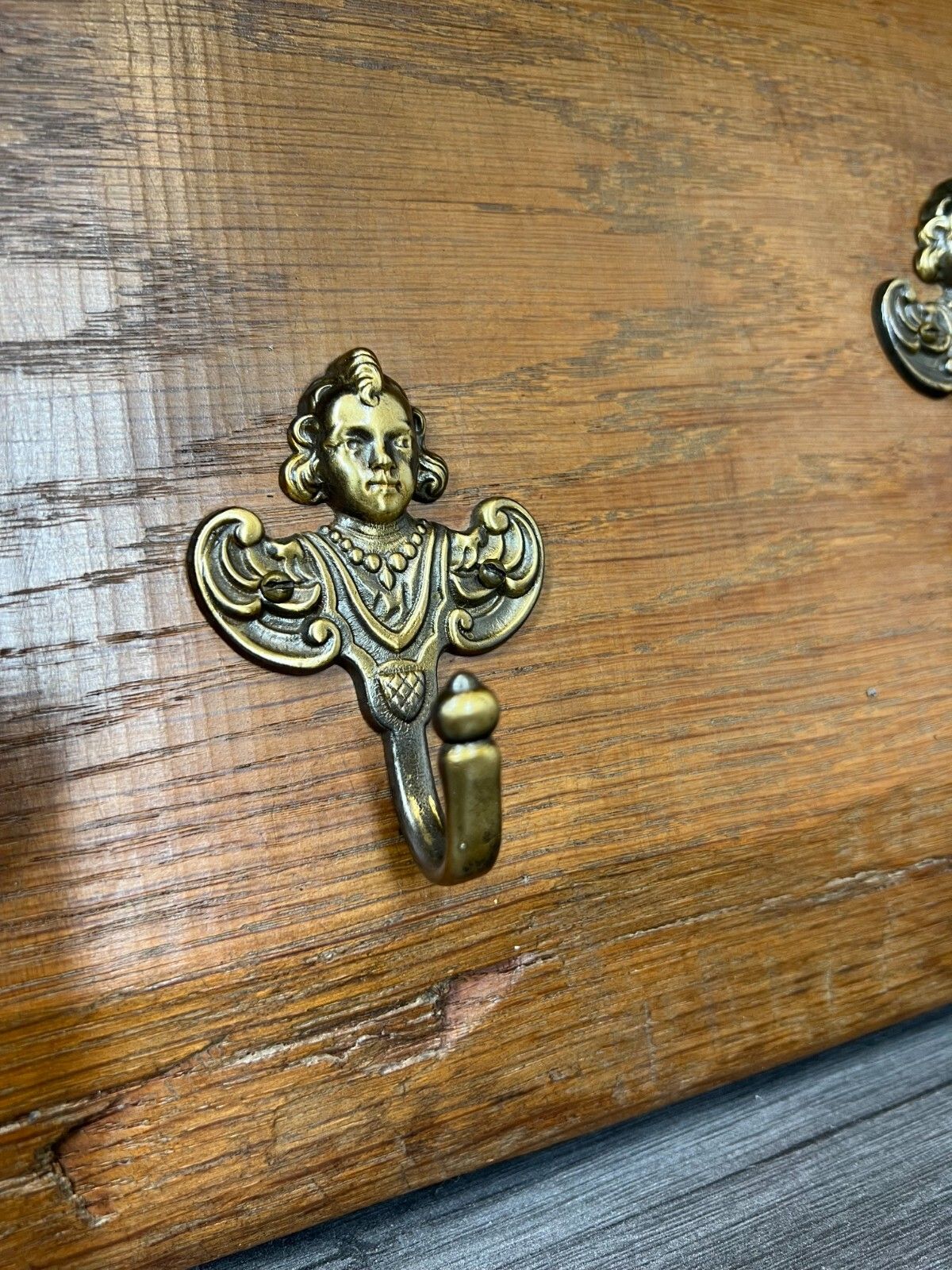 Coat Rack Antique French Oak Wall Shelf 6 Hook Carved Coat Hanger Lot 2641 photo Furniture