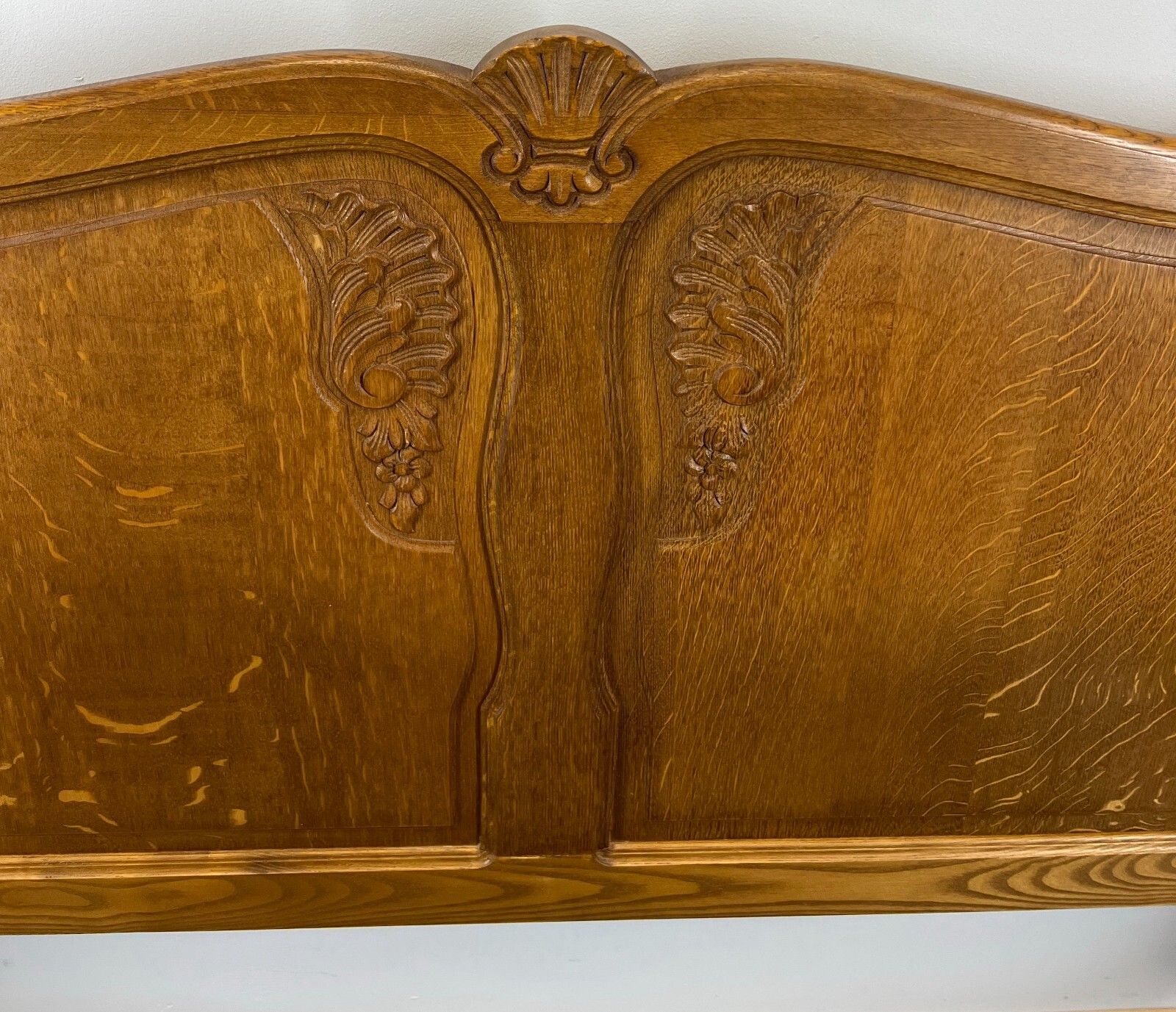 Furniture Bed Vintage French Louis XVI Double Bed Frame Oak Carved Headboard Lot 2520 photo