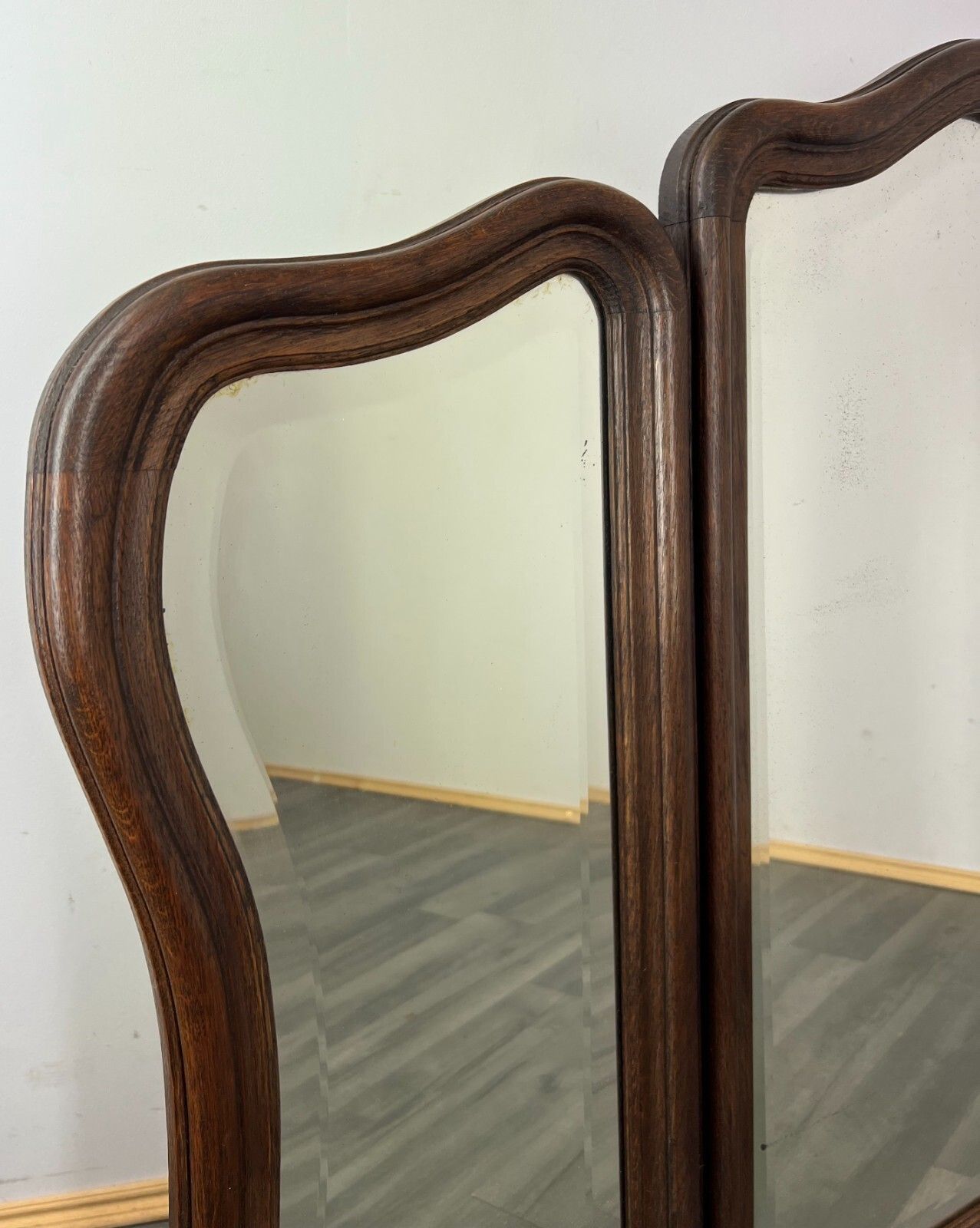 Mirror Antique French Triple Dressing Table Mirror Wood Carved Frame Lot 2315 photo furniture