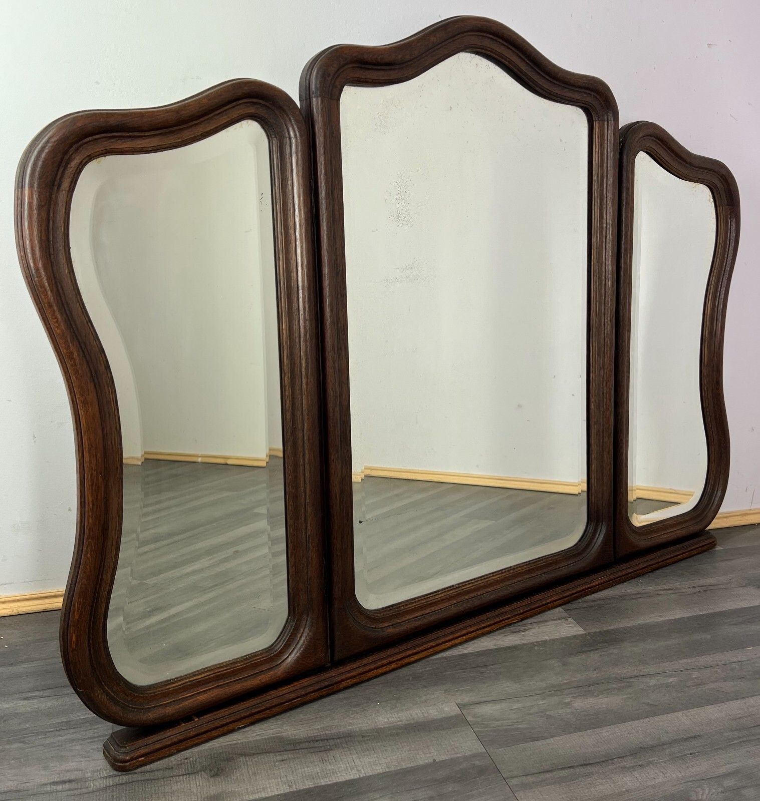 Mirror Antique French Triple Dressing Table Mirror Wood Carved Frame Lot 2315 photo buy