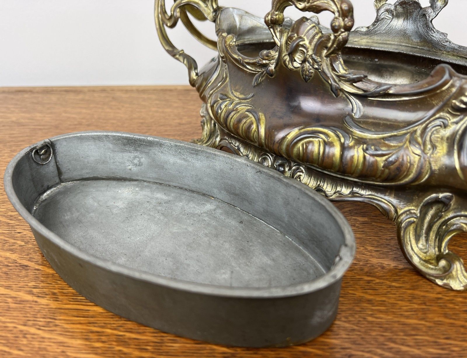 Garden Decor Vintage French Jardiniere Planter Ornate Decorative Bowl Insert Lot 4937 photo