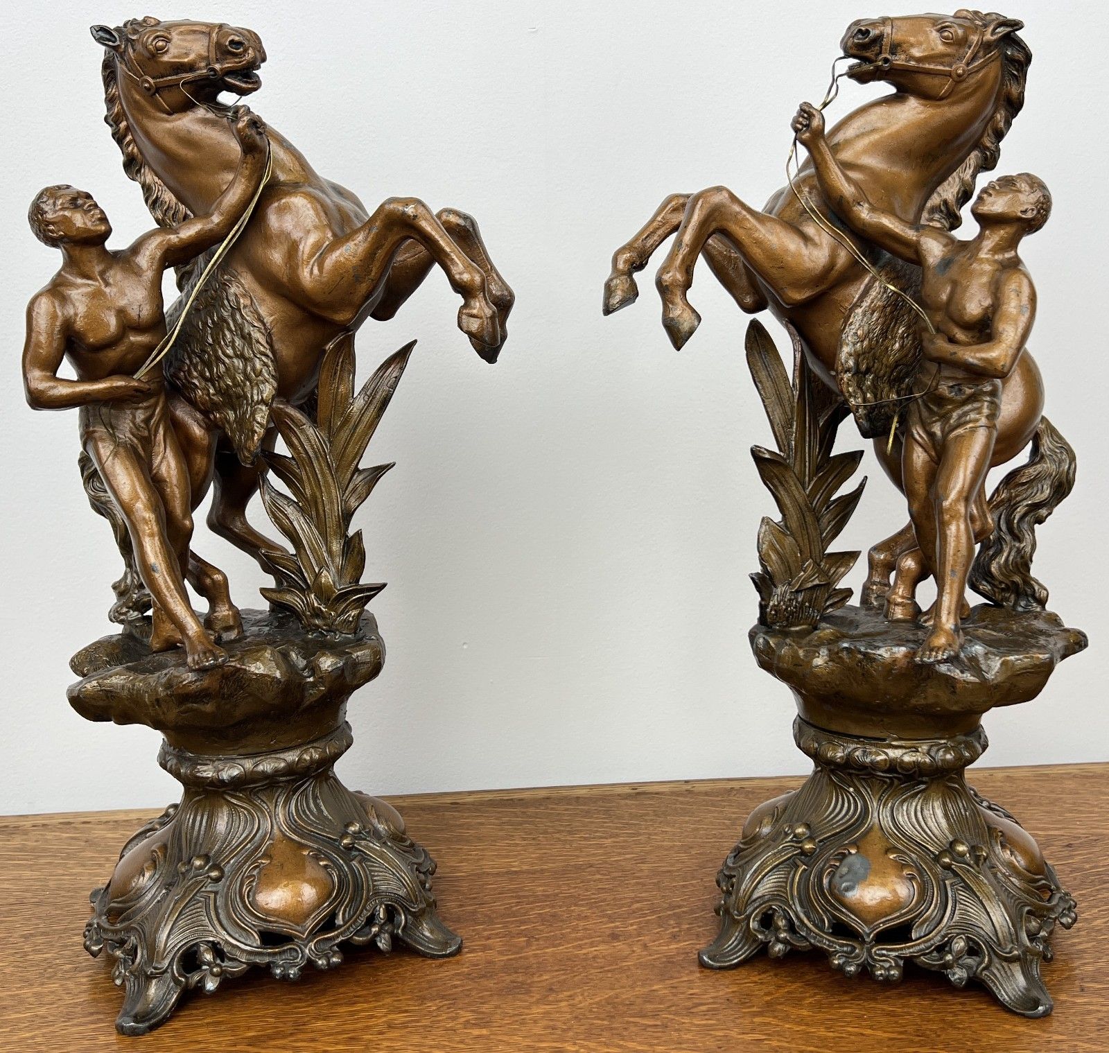 Figures Vintage Metal Horse Statues Pair Ornate Classical Sculpture Set Lot 4938